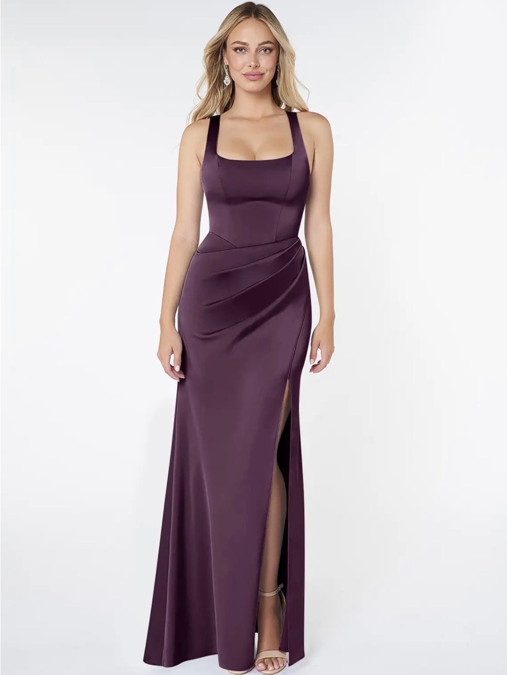 NWT, Azazie Bridesmaid Dress Plum Regular Size A8